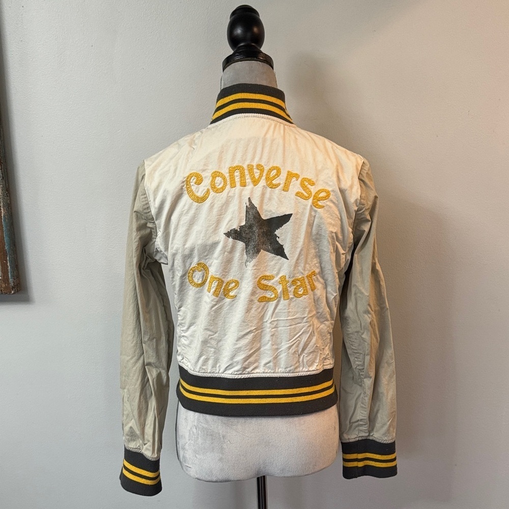 Converse vintage Cream Varsity Jacket with Yellow Accents M